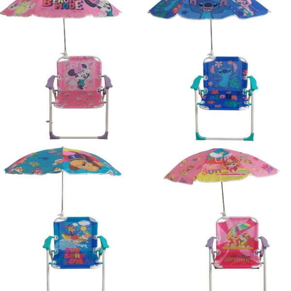 Silla de playa con quitasol