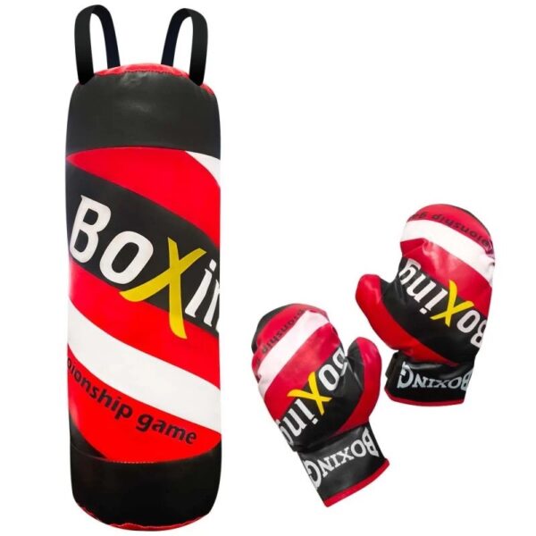 Set Boxeo Infantil 53cm Saco Y Guantes Juguete Niños