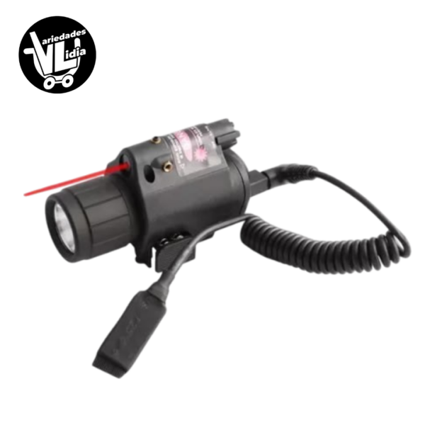 Linterna Led Con Laser Punto Rojo Para Pistola + 2 Pilas Recargables