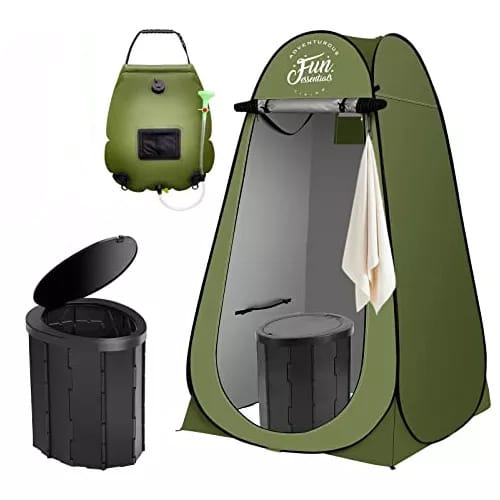 Kit de camping Inodoro plegable + Ducha solar + vestidor